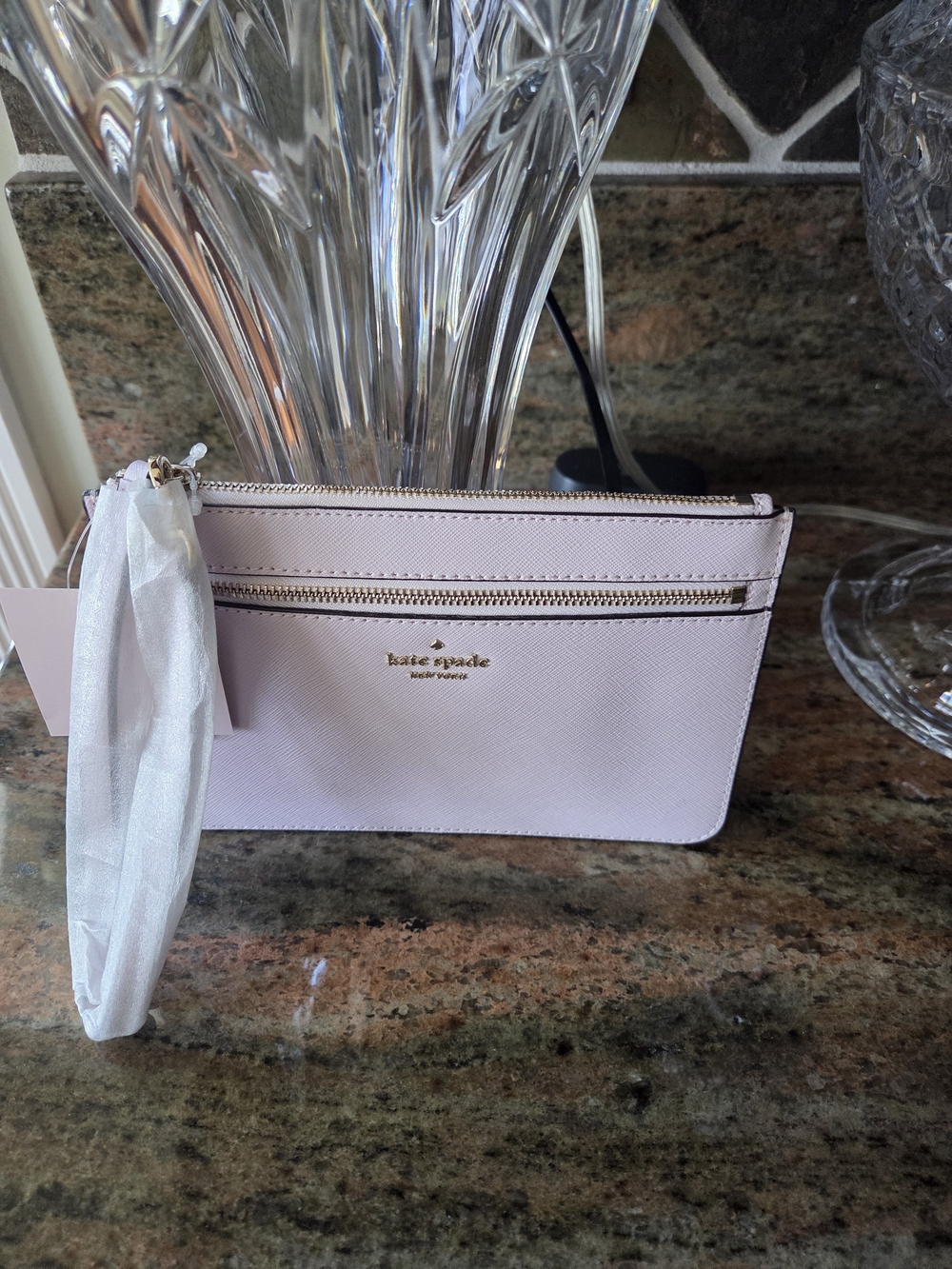 kate spade NWT Light Pink Saffiano Leather Wristlet with Gold Hardware